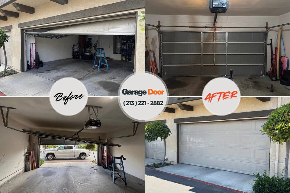 Before and after: garage door repair Manhattan, KS